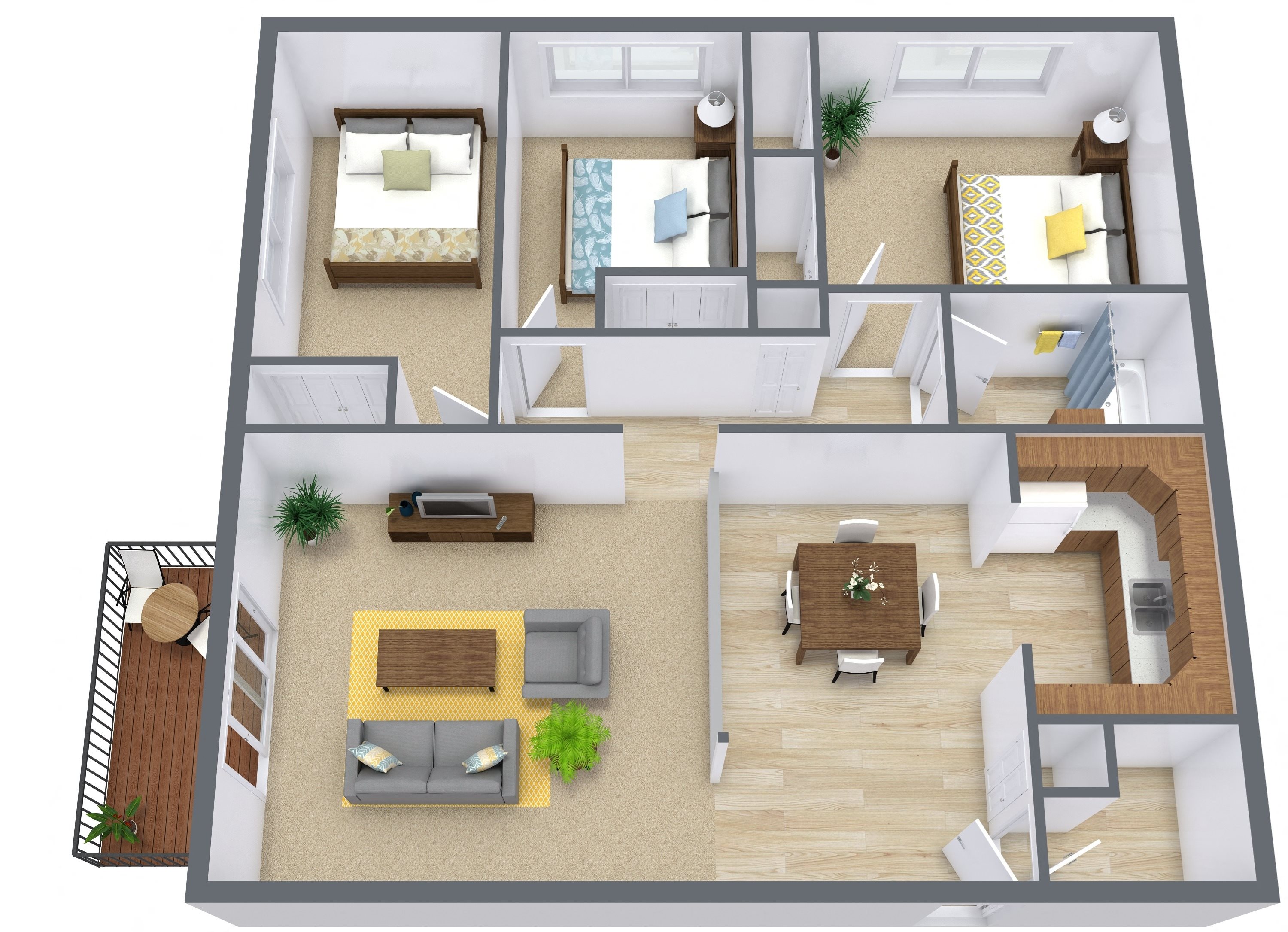 South Park Apartments | Three Bedroom | Plan 31A South Park Apartments | Three Bedroom | Plan 31A